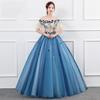 Nuevo disfraz de solo para mujer, hilo de color de estudio, noble y elegante, hombros descubiertos, reunión anual, examen de arte, vestido de noche, coro, presentador