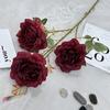 Nueva rosa artificial transfronteriza de 3 cabezas británica, flor artificial para el hogar, arreglo floral DIY, decoración, tela recubierta, flor de seda, venta al por mayor