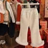 [Rolos Grandes e Pequenos] Novas Calças Flares de Veludo para Meninas de Inverno-66511