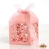 Caja de dulces de boda hueca con láser, papel iridiscente dorado, abstracta, mariposa, flor, caja de dulces de boda en stock