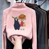 Camada base feminina com gola alta e forro de fleece, novo estilo outono/inverno 2026, camiseta interna de manga comprida, top com forro de fleece para crianças mais velhas