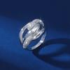 Nuevo Producto Transfronterizo Anillo Versátil Asimétrico de Cobre con Incrustaciones de Zircón Diseño de Estilo Nicho Ins para Mujer Anillo Combinado que no se Desvanece