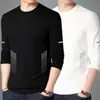 Camiseta informal de manga larga con cuello redondo, color liso, versátil, para hombre, otoño 2026, corte holgado, top moderno