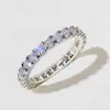 Anillo de grupo de cobre Sanjie con microincrustación para mujer, incrustación de circonita sintética de círculo completo, anillo ligero de lujo, moda, anillo de fila, venta al por mayor