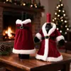Decoración Festival de Navidad Paquete Botella de Vino Adornos de Mesa Falda Vestido Manga para Vino Tinto Creativo Terciopelo Dorado Rojo Navideño