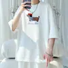 Camiseta Estampada Texturizada de Manga Corta para Hombre Verano Delgada Anti-Arrugas Algodón Ajustado de Media Manga Oversize Holgada