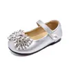 Zapatos de Princesa Elegantes para Niñas con Pedrería Brillante, Estilo Moda Coreana, Zapatos de Cuero Infantiles Modernos y Versátiles para Primavera y Otoño