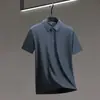 Camisa Polo de Seda Gelada Sem Costura Verão Masculina Manga Curta Gola Polo Marca Tendência Camiseta Camisa Polo Colarinho de Camisa Alta Qualidade