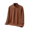 Sudadera para hombre de forro polar alemán de 300 g/m², media cremallera, cuello alto pequeño, casual, para otoño e invierno, versátil, moderna, a la moda, forro polar alemán de doble cara