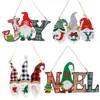 Novas decorações de Natal da Amazon Velho sem rosto de madeira Placa de porta pendurada Enfeite de porta Papai Noel Pingente de madeira