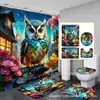 Fabricante Original Transfronteiriço Cortina de Chuveiro Estampada Estilo Europeu Conjunto de Cortina de Chuveiro Impermeável e Antiderrapante para Banheiro de Quatro Peças Personalizável