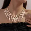 Collar de Borlas con Perlas y Pedrería Vintage Moda Simple Nicho Cadena Versátil para la Clavícula Collar de Lujo Ligero Alto Nivel Temperamento