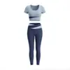 Ropa Nueva de Yoga para Verano, Tops Deportivos de Manga Corta para Exteriores, Pantalones de Yoga para Entrenamiento de Pilates, Trajes Deportivos de Fitness para Mujer