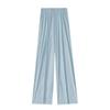 Pantalones de pierna ancha de seda helada con bordado de lazo azul para mujer, verano 2025, cintura alta, casual, para caminar, pantalones cortos Yamamoto