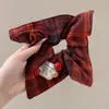 Pañuelo Cuadrado para el Pelo, Cuerda Sencilla y Elegante para el Cabello Estilo Coreano de Princesa, Banda Elástica de Lazo a Cuadros, Accesorio Versátil para Coleta
