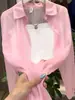 Camisa Protectora Solar de Seda de Hielo para Mujer, Delgada de Verano, Holgada, Ropa Exterior Ligeramente Transparente, Camisa de Gasa, Cardigan de Manga Larga para Aire Acondicionado