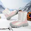 Botas de nieve para niños de invierno, estilo Noreste, impermeables, antideslizantes, cálidas, engrosadas, reflectantes, de caña alta, zapatos grandes de algodón, para niñas en invierno, multicolor