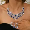 Set de Pendientes y Collar con Forma de Gota Incrustados de Diamantes Transfronterizos Europeos y Americanos Cadena para Clavícula Elegante de Moda Joyería de Lujo Ligero Accesorios de Alta Gama
