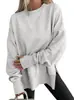 Sudadera holgada transfronteriza europea y americana Amazon TEMU con aberturas laterales, patchwork, cuello redondo, mangas cortas y mangas murciélago