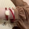 Pulsera de Gato Linda de Cuentas Color Cinabrio, Estilo de Nicho, Pulsera Nueva Estilo Chino, Pulsera Retro Versátil de Moda Nueva