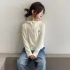 Camiseta YOJIA para Niñas 2026 Otoño Nueva Sudadera con Capucha Casual de Manga Larga Top Casual Infantil para Niños Mayores