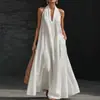 Modelo Novo Transfronteiriço Europeu e Americano Verão 2026 Vestido Casual Feminino Cor Sólida Decote V Novo Produto Amazon Tiktok