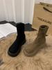Botas Martin Elásticas de Suela Gruesa para Mujer Botas Delgadas Elegantes Famosas en Internet Otoño e Invierno 2024 Botas Cortas de Gamuza Versátiles y a la Moda con Forro Polar