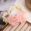 Faixa de Cabelo Infantil Estilo Coreano, Acessórios de Cabelo para Bebês, Tiara de Princesa com Flor de Rede, Faixa de Cabeça para Foto de Aniversário Lua Cheia
