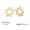 Pendientes de acero inoxidable con diseño irregular de girasol para niña, estilo japonés y coreano, con diseño de hueso de oreja Mori, dulces y modernos.