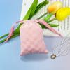 Bolsa de Embalagem para Joias de Flanela Xadrez com Cordão e Bolso, para Power Bank, Fones de Ouvido, Cosméticos, Bolsa de Armazenamento com Cordão