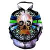 Suéter Masculino Caveira Novo Halloween Transfronteiriço Estampa 3D Vestido de Casal Suelto Esportivo com Capuz Conjunto de Baseball