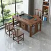 Novo Conjunto de Mesa de Chá e Cadeiras para Varanda Estilo Chinês Madeira Maciça Mesa para Preparo de Chá Mesa de Chá para Apartamento Pequeno Conjunto Integrado Mesa para Beber Chá Estilo Zen