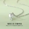 Collar Personalizado Tichia de Eucalipto Azul y Pareja de Pájaros Plata de Ley S925 Diseño de Bosque Nicho Colgante Empalmado Cadena para Clavícula