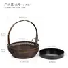 Cesta de Bambu Trançado, Cesta Grande Artesanal Folclórica, Cesta de Flores de Abertura, Arranjo de Flores Estilo Chinês Novo, Recipiente para Arranjo de Flores Estilo Zen