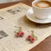 Brincos de Cereja Doce com Açúcar e Design Único, Acessórios de Orelha de Fruta Vermelha, Brincos Frescos Estilo Ins para o Dia a Dia Venda por Atacado