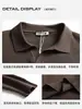 Roupas masculinas transfronteiriças: um suéter de malha sofisticado, estilo old-money, com gola de gaivota, uma camisa polo de manga comprida com decote V, casual e de alta qualidade, para homens