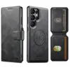 Funda de billetera con tapa abatible para insertar tarjetas para Samsung S26Ultra con soporte de carga inalámbrica magnético Tres en Uno Funda de cuero