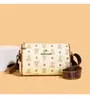 Bolsa Transversal de Couro Macio Estampada Estilo Novo Transfronteiriça para Mulheres de Meia-Idade com Alça Larga, Bolsa Almofada Color Blocking Cor Boston