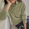 Suéter de cuello alto estilo perezoso para mujer, 100% lana pura, suéter de lana para otoño e invierno, suéter holgado para capas interiores, tejido de punto pullover