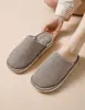 Zapatillas MUJI de algodón y lino de estilo japonés para mujer, de primavera y otoño, para el hogar, con suelo de madera, de tela transpirable y de lino para todas las estaciones.