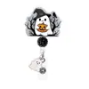 Clip retráctil para insignia acrílico de fantasma y murciélago temático de Halloween, adecuado para personal médico, uso de oficina y tarjetas de identificación