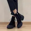 Botines suaves de plataforma alta para mujeres petite, botas estilo Martin con cordones y cremallera lateral de punta redonda, vintage, de moda para otoño e invierno 2026 para mujeres