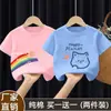 Estilo Verano 2025 Mediana y Grande Niños 100% Algodón Camiseta de Manga Corta para Niñas Moda Bebé Versátil Cuello Redondo Top Estampado