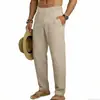 Pantalones Casuales Deportivos de Lino para Hombre Estilo Americano de Pierna Recta, Sueltos, para Vacaciones y Uso Diario, Nueva Colección Transfronteriza Primavera y Otoño