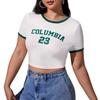 Verano 2025 Ropa Nueva para Mujer Nueva Camiseta Estampado de Letras Sexy Slim Cuello Redondo Manga Corta Camiseta