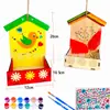 Alimentador de pájaros de madera de Amazon Alimentador de agua de alimentación Alimentación exterior Flores pintadas DIY Juguetes para niños