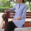 Kuichun Nuevo Comercio Exterior Estilo Japonés Francés Lino Puro Versátil Blanco Cuello Vertical Longitud Media Artística Camisa de Manga Larga para Mujer
