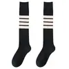 Calcetines de pantorrilla para primavera, Calcetines de algodón, Calcetines versátiles adelgazantes de cuatro rayas, Calcetines largos para mujer, Estilo Preppy, Estilo Jk, Estilo Japonés, Versión Coreana, Calcetines Tb