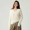 Otoño e Invierno Nuevo Suave Agradable a la Piel Cuello en V Encaje Cachemir Capa Base Estilo Versátil Color Sólido Jersey Suéter Cálido