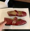 Outono Novo Estilo Francês Retrô Sapatos Mary Jane de Bico Quadrado com Tiras de Velcro, Sapatos Rasteiros Rasos para Mulheres
